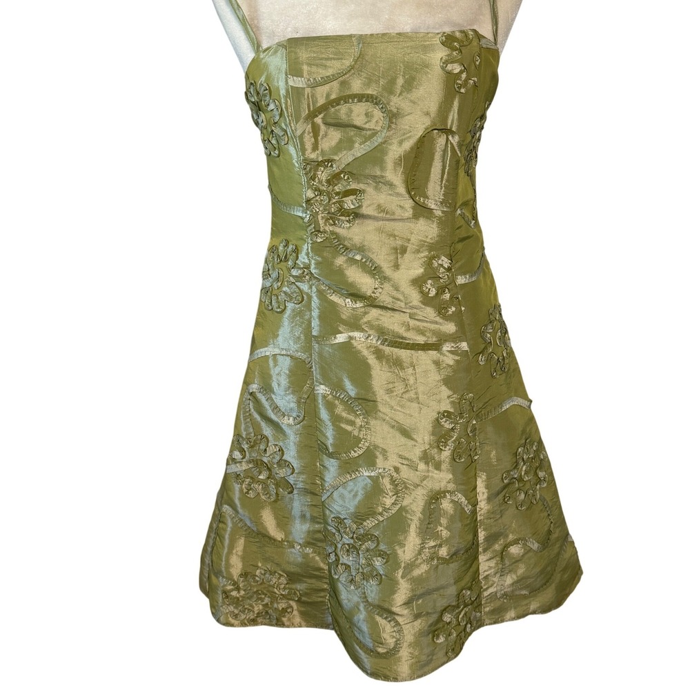Jessica McClintock Olive Green Embellished Strapless Party Dress Size 8P